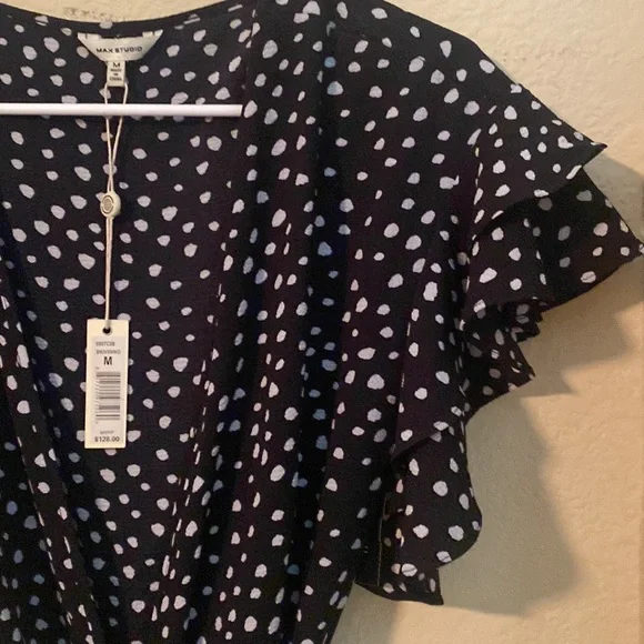 Max Studio Patterned Ruffle Wrap Midi Dress New with tags size M - Picture 14 of 16